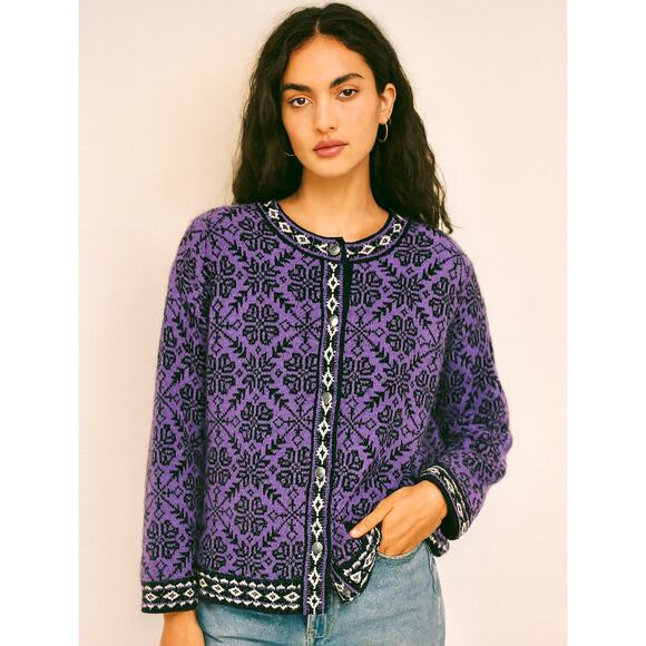 Vintage 90s L.L. Bean Norwegian Wool Nordic Fair Isle Coquette Ski Lodge XL - Picture 1 of 8